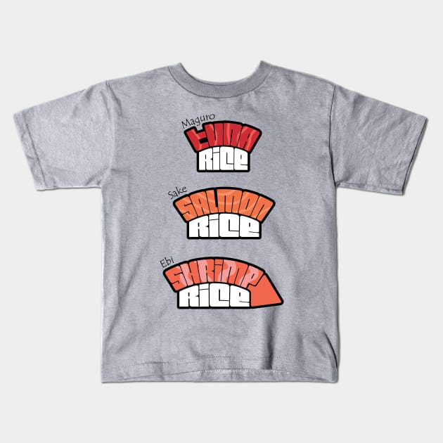 Sushi : Tuna, Salmon, Shrimp Kids T-Shirt by crony713